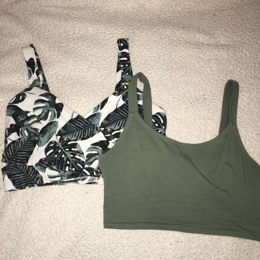set of 2 thick strapped cropped tank tops